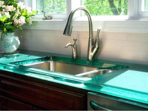 Recycled glass kitchen worktop